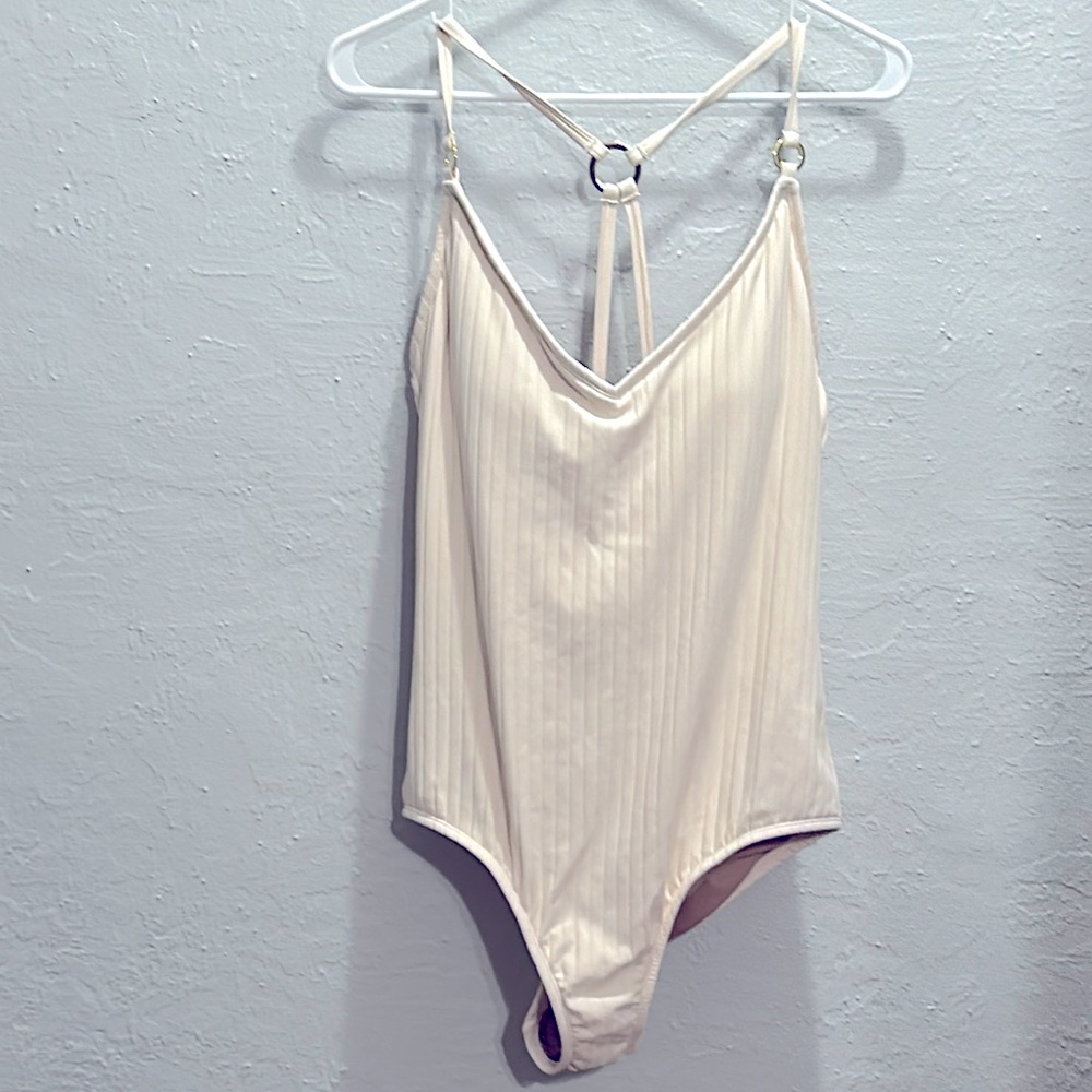 🆕 Kona Sol Cream Ribbed Stretch Bathing Suit - Size L